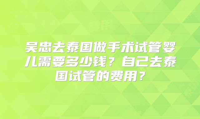 吴忠去泰国做手术试管婴儿需要多少钱?自己去泰国试管的费用?