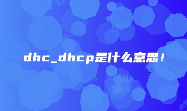dhc_dhcp是什么意思!