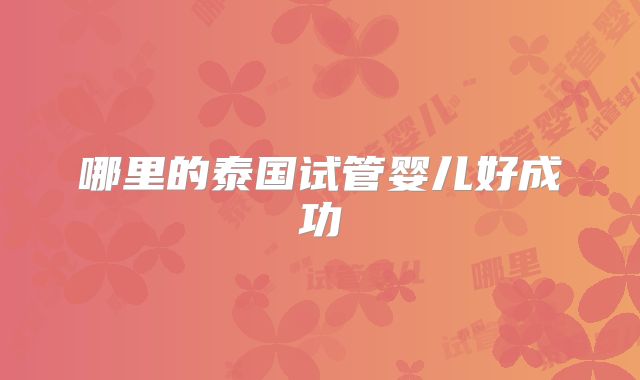 哪里的泰国试管婴儿好成功
