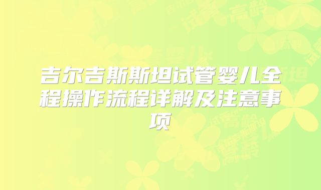 吉尔吉斯斯坦试管婴儿全程操作流程详解及注意事项
