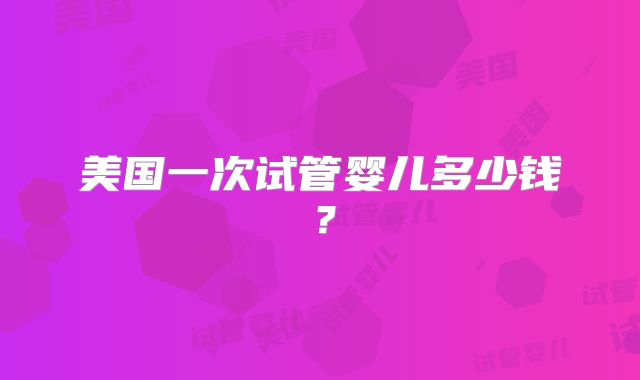 美国一次试管婴儿多少钱？