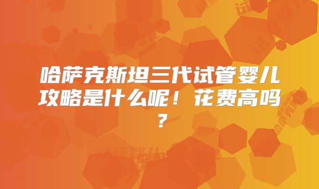 哈萨克斯坦三代试管婴儿攻略是什么呢！花费高吗？