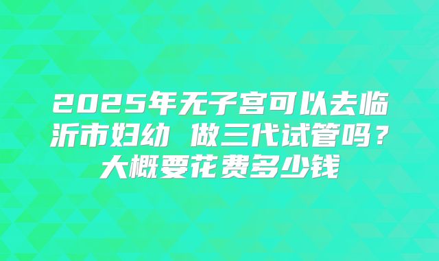 2025年无子宫可以去临沂市妇幼 做三代试管吗?大概要花费多少钱
