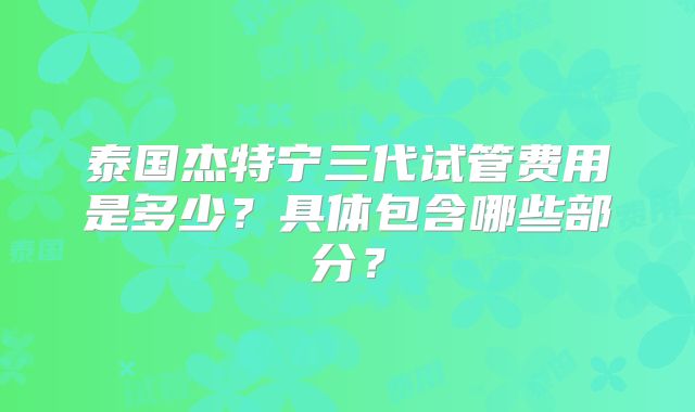 泰国杰特宁三代试管费用是多少?具体包含哪些部分?