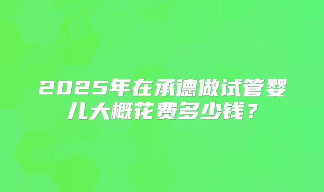 2025年在承德做试管婴儿大概花费多少钱?