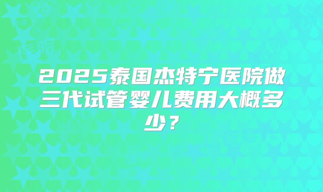 2025泰国杰特宁医院做三代试管婴儿费用大概多少？