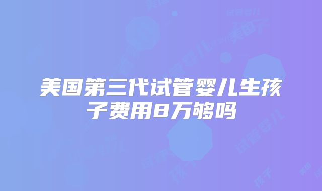 美国第三代试管婴儿生孩子费用8万够吗