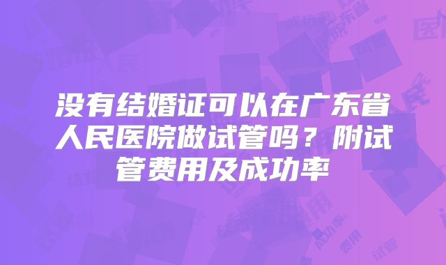 没有结婚证可以在广东省人民医院做试管吗？附试管费用及成功率