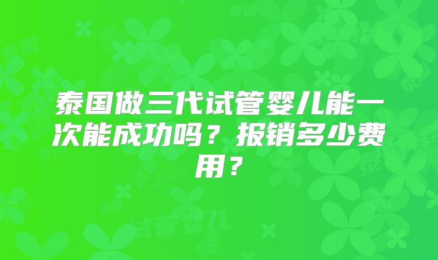 泰国做三代试管婴儿能一次能成功吗？报销多少费用？