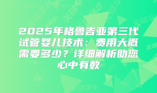 2025年格鲁吉亚第三代试管婴儿技术:费用大概需要多少?详细解析助您心中有数