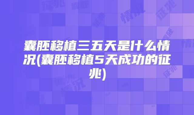 囊胚移植三五天是什么情况(囊胚移植5天成功的征兆)