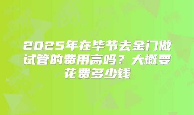 2025年在毕节去金门做试管的费用高吗？大概要花费多少钱