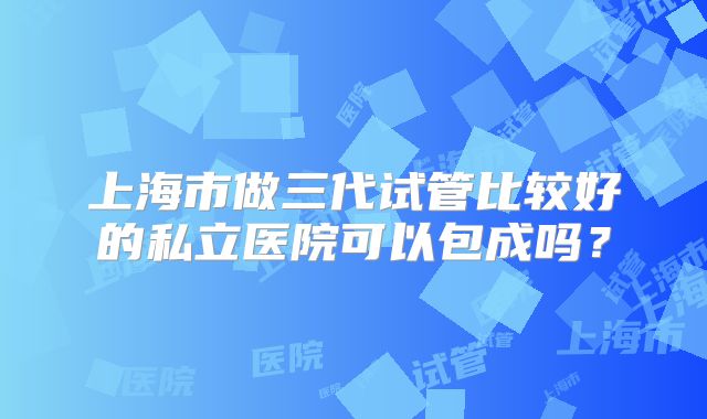 上海市做三代试管比较好的私立医院可以包成吗？