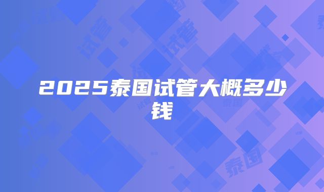 2025泰国试管大概多少钱