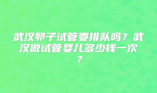 武汉卵子试管要排队吗?武汉做试管婴儿多少钱一次?