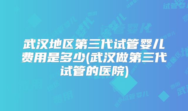 武汉地区第三代试管婴儿费用是多少(武汉做第三代试管的医院)