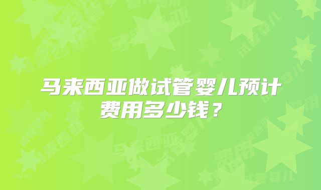 马来西亚做试管婴儿预计费用多少钱？