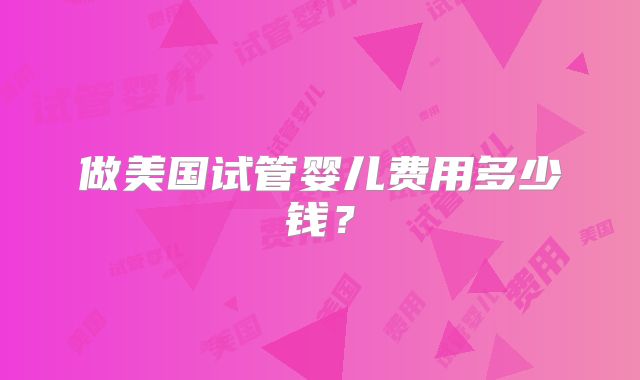 做美国试管婴儿费用多少钱？