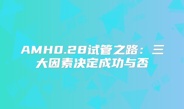 AMH0.28试管之路：三大因素决定成功与否