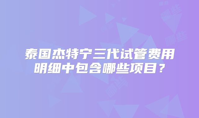 泰国杰特宁三代试管费用明细中包含哪些项目？