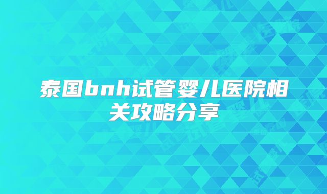 泰国bnh试管婴儿医院相关攻略分享
