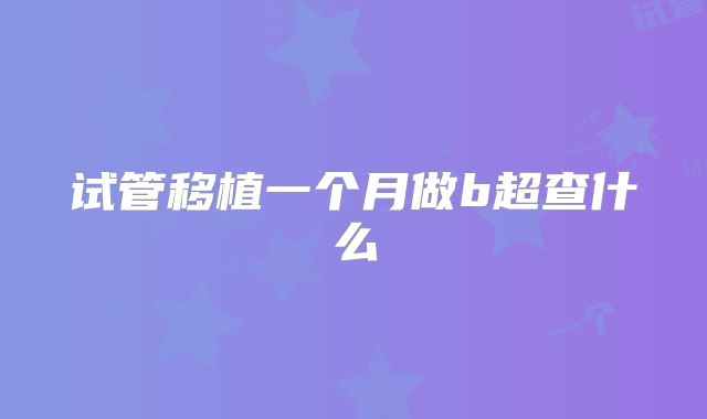 试管移植一个月做b超查什么