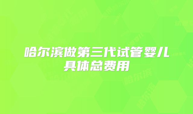 哈尔滨做第三代试管婴儿具体总费用
