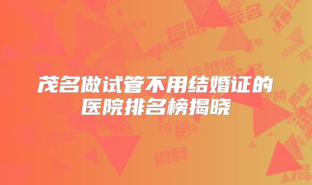 茂名做试管不用结婚证的医院排名榜揭晓