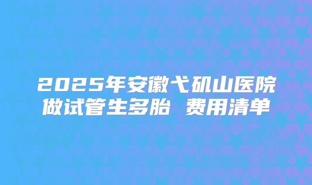 2025年安徽弋矶山医院做试管生多胎 费用清单