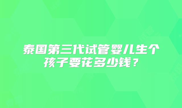 泰国第三代试管婴儿生个孩子要花多少钱？