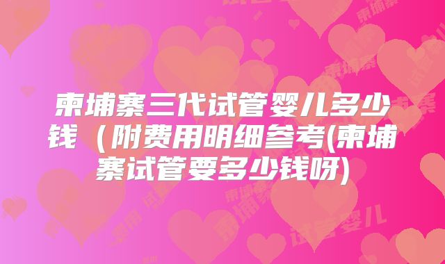 柬埔寨三代试管婴儿多少钱(附费用明细参考(柬埔寨试管要多少钱呀)