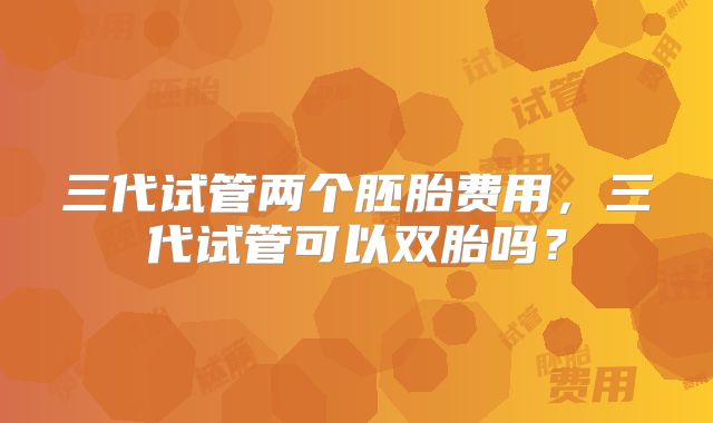 三代试管两个胚胎费用,三代试管可以双胎吗?