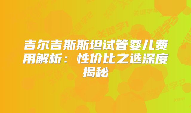 吉尔吉斯斯坦试管婴儿费用解析:性价比之选深度揭秘