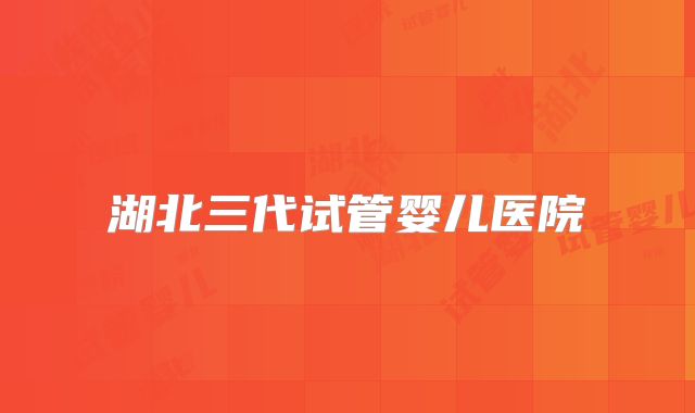 湖北三代试管婴儿医院