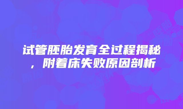 试管胚胎发育全过程揭秘，附着床失败原因剖析