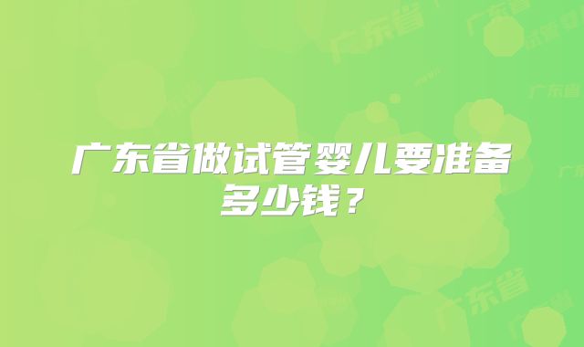 广东省做试管婴儿要准备多少钱？