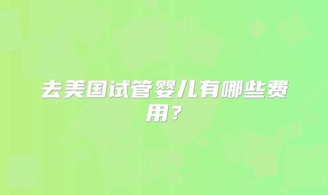 去美国试管婴儿有哪些费用？