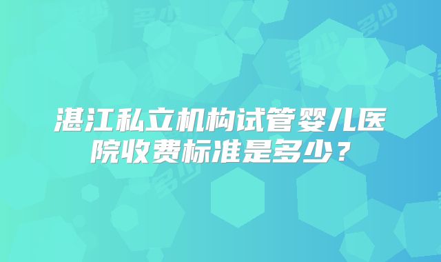 湛江私立机构试管婴儿医院收费标准是多少？