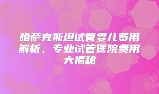 哈萨克斯坦试管婴儿费用解析，专业试管医院费用大揭秘