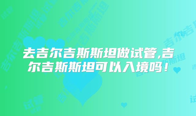去吉尔吉斯斯坦做试管,吉尔吉斯斯坦可以入境吗！