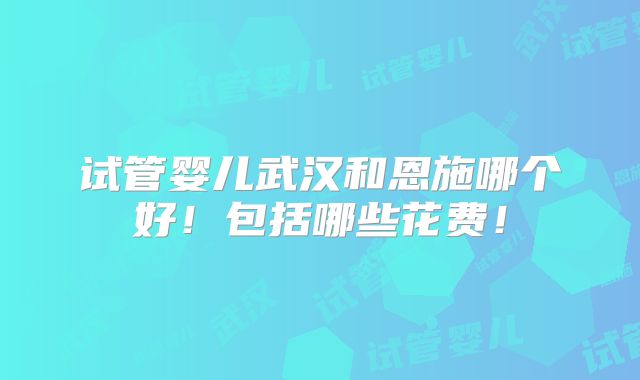 试管婴儿武汉和恩施哪个好!包括哪些花费!