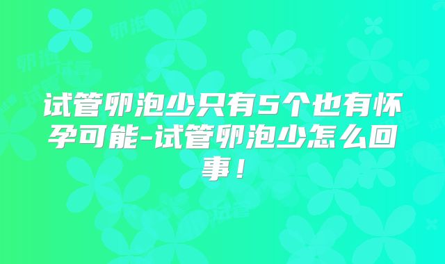 试管卵泡少只有5个也有怀孕可能-试管卵泡少怎么回事!