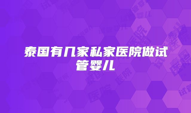 泰国有几家私家医院做试管婴儿