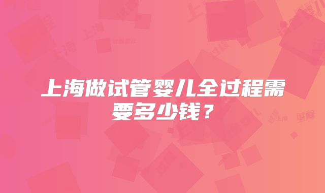 上海做试管婴儿全过程需要多少钱？