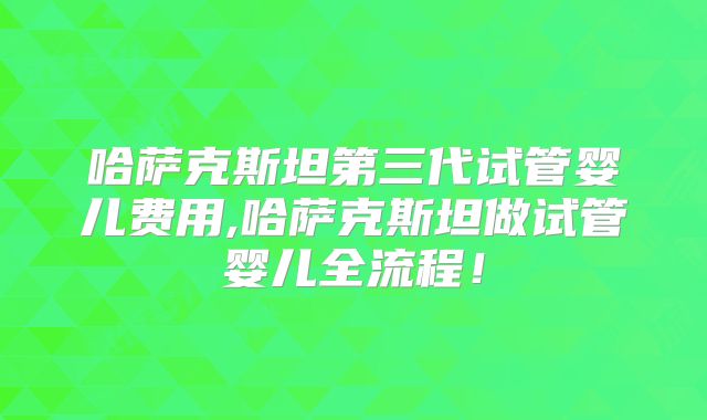 哈萨克斯坦第三代试管婴儿费用,哈萨克斯坦做试管婴儿全流程！