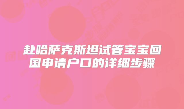 赴哈萨克斯坦试管宝宝回国申请户口的详细步骤
