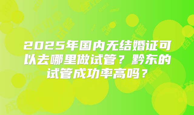 2025年国内无结婚证可以去哪里做试管？黔东的试管成功率高吗？