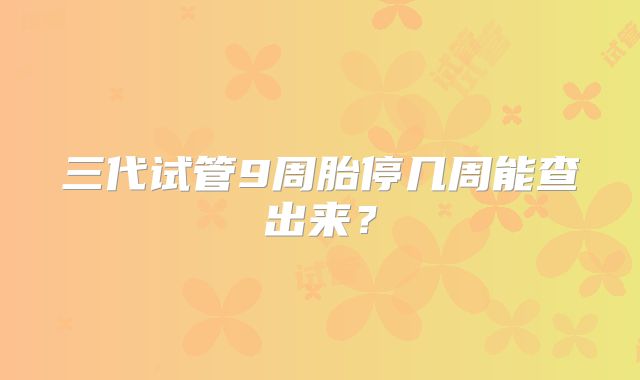三代试管9周胎停几周能查出来？