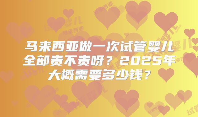 马来西亚做一次试管婴儿全部贵不贵呀?2025年大概需要多少钱?