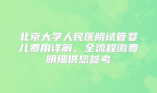 北京大学人民医院试管婴儿费用详解，全流程缴费明细供您参考